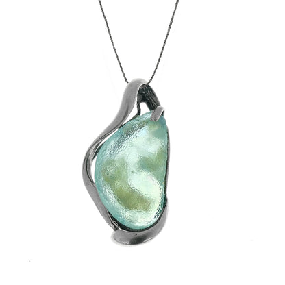 Beautiful Woman 925 Sterling Silver Pendant, Ancient Roman Glass Pendant, Unique Jewelry image 0