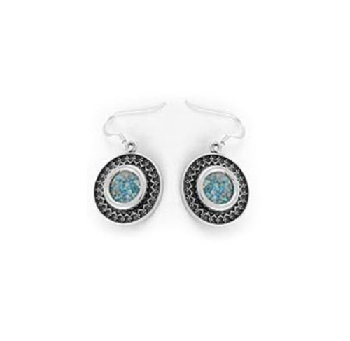 Filigree Earrings, 925 Sterling Silver Earrings, Ancient Roman Glass Earrings, Dangle Earrings, Unique Jewelry image 0