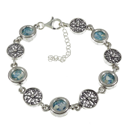 Elegant 925 Sterling Silver Bracelet, Ancient Roman Glass Bracelet, Unique Jewelry, Roman Glass Jewelry image 0