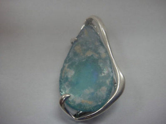 Exclusive Woman 925 Sterling Silver Pendant, Antique Roman Glass Pendant image 0