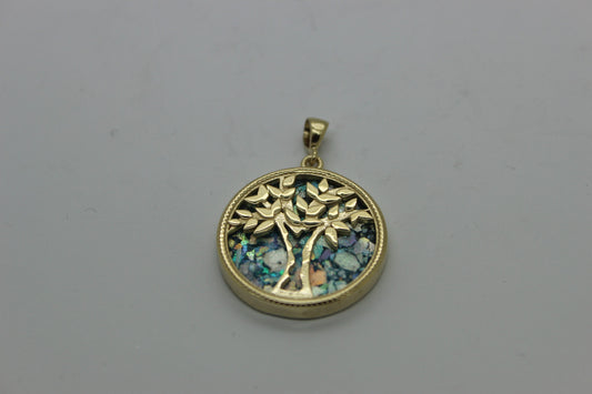 Great 14k gold Ancient Roman Glass Tree Of Life Big Pendant-Unique Jewelry image 0