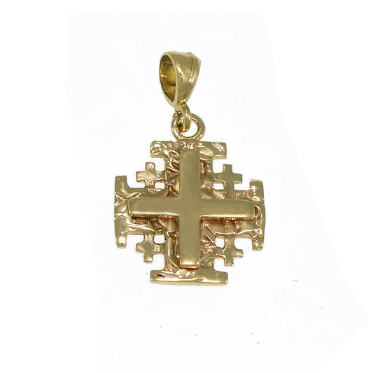14K Yellow Gold Cross, Jerusalem Cross, Gold Pendant image 0