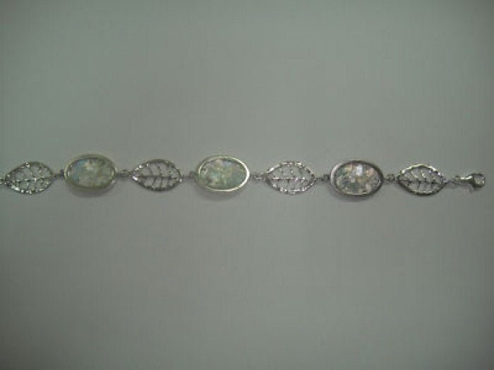 Beautiful 925 Sterling Silver Bracelet, Ancient Roman Glass Bracelet, Unique Jewelry image 1