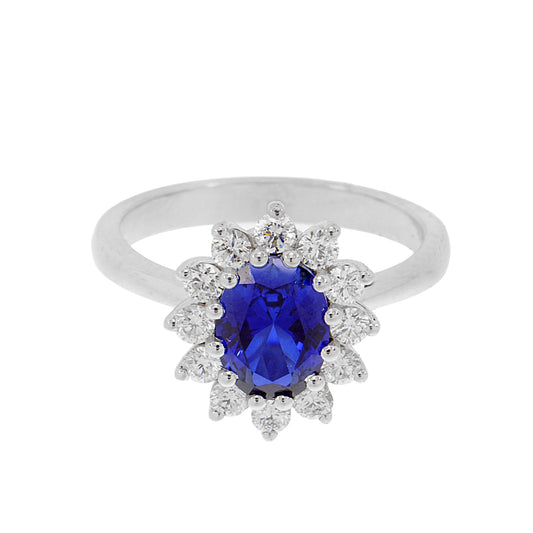 14K Solid White Gold Engagement Ring Natural Diamond 0.47 Carat Sapphire stone image 0