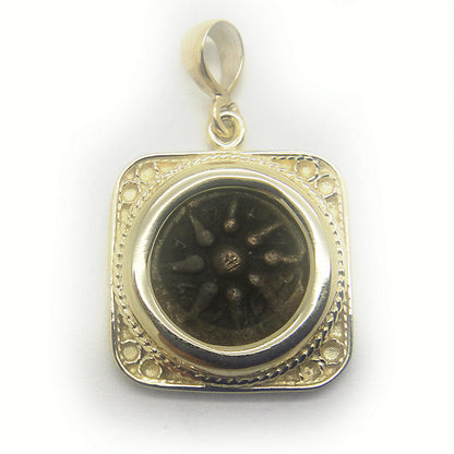 Widow's Mite Coin Pendant, Square 14K Yellow Gold Pendant, Unique Jewelry, Original Gift image 0