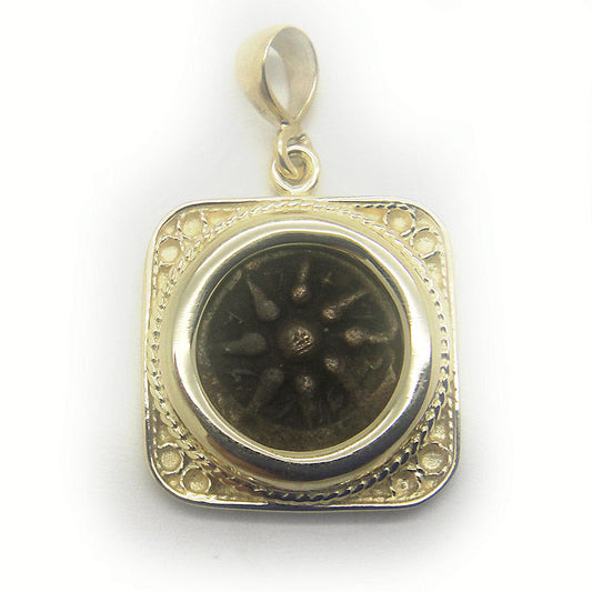Widow's Mite Coin Pendant, Square 14K Yellow Gold Pendant, Unique Jewelry, Original Gift image 0