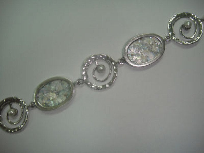 Beautiful 925 Sterling Silver Bracelet, Ancient Roman Glass Bracelet, Pearl Bracelet, Unique Jewelry image 2