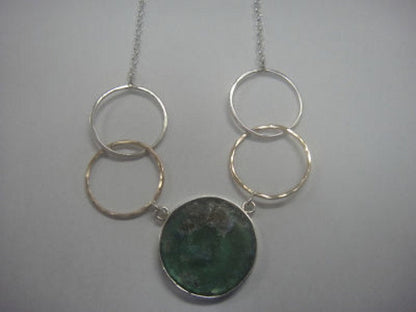 Ladies Ancient Roman Glass Necklace, 925 Sterling Silver Necklace,  Gold Filled, Unique Jewelry image 1