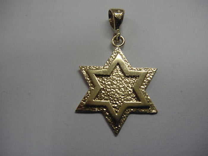 David Star, Magen David, Judaica, Relief 14k Yellow Gold Pendant, Israel image 0