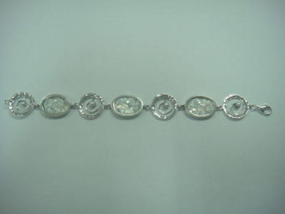Beautiful 925 Sterling Silver Bracelet, Ancient Roman Glass Bracelet, Pearl Bracelet, Unique Jewelry image 0