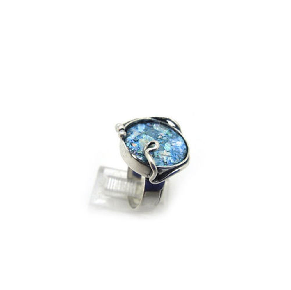 Special Roman Glass Ring, 925 Sterling Silver Ring, Roman Glass Jewelry image 0