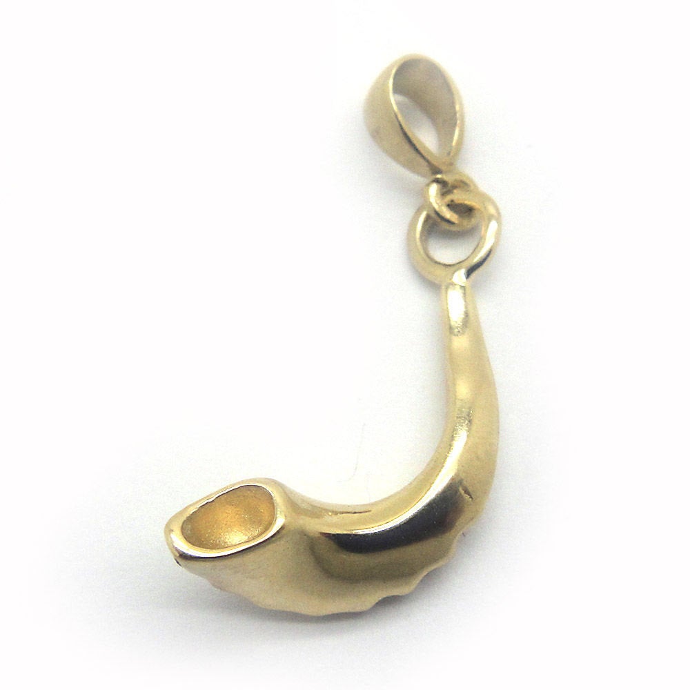 14K Yellow Gold Pendant, Shofar Pendant, Horn, Unique Design image 0