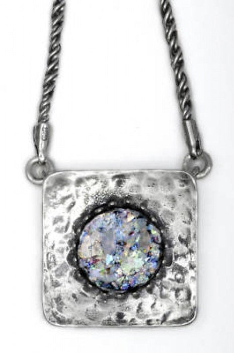 Colorful Ancient Roman Glass Necklace, Roman Glass Pendant, 925 Sterling Silver Necklace, OOAK, Unique Jewelry image 0