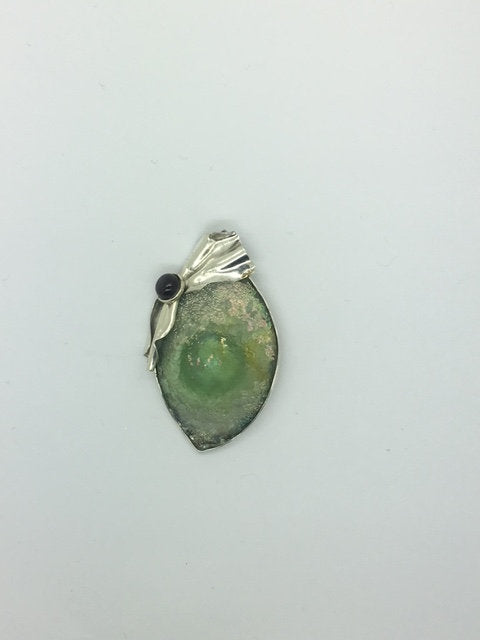 Interesting 925 sterling silver pendant Antique Roman Glass pendant One of A kind Unique jewelry image 0