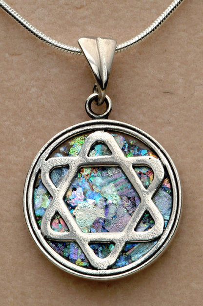 Great 925 Sterling Silver Ancient Roman Glass Pendant-Unique Jewelry image 1