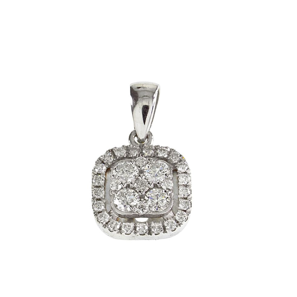 14k Solid White Gold Square Pendant Natural Diamond 0.50 Carat image 0