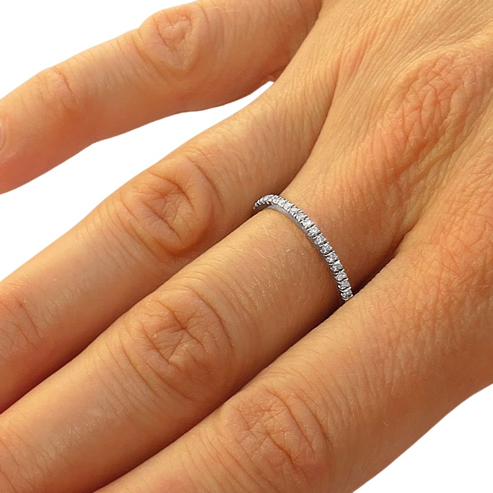 14K Solid White Gold Engagement Ring Natural Diamond 0.15 Carat image 1