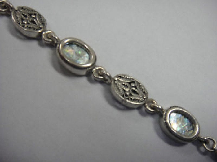 OOAK 925 Sterling Silver Bracelet, Ancient Roman Glass Bracelet, Unique Jewelry, Roman Glass Jewelry image 1