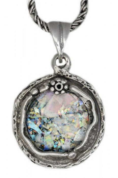 Beautiful Woman Pendant, 925 Sterling Silver Pendant, Ancient Roman Glass Pendant, Roman Glass Jewelry image 1