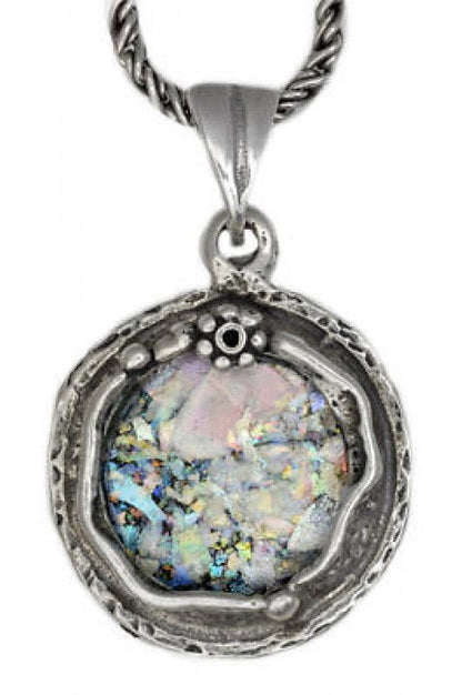 Beautiful Woman Pendant, 925 Sterling Silver Pendant, Ancient Roman Glass Pendant, Roman Glass Jewelry image 1