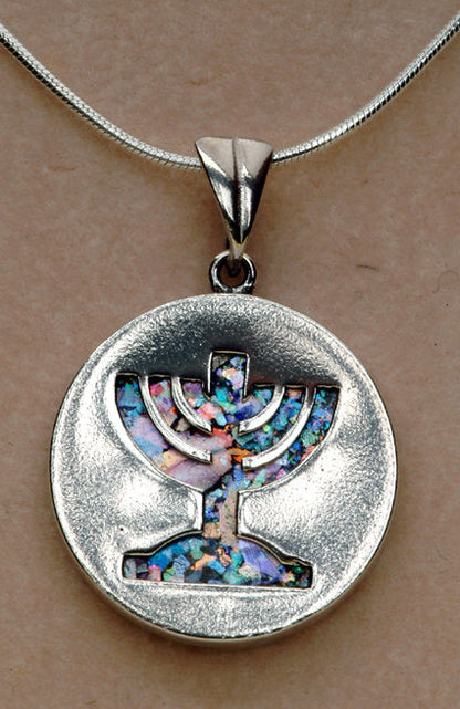 Great 925 Sterling Silver Ancient Roman Glass Pendant menora-Unique Jewelry image 1