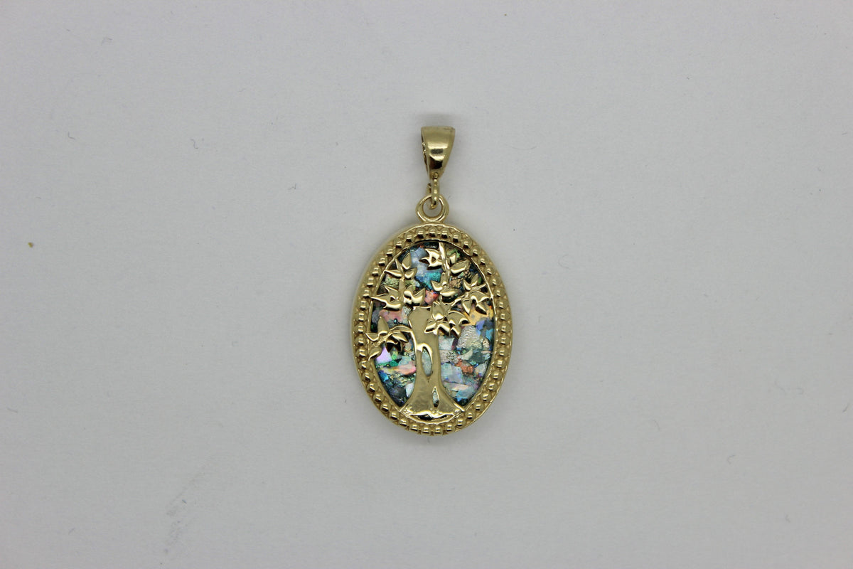 Great 14k gold Ancient Roman Glass Tree Of Life Pendant-Unique Jewelry image 1