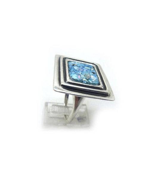 Modern Authentic Roman Glass Ring, 925 Sterling Silver Ring, Unique Jewelry image 0