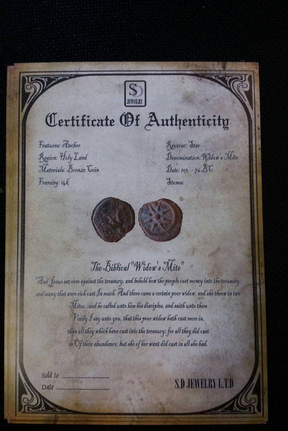 Bracelet 14K Yellow Gold and Antique Authentic Rare Bronze Widow's Mite Coins