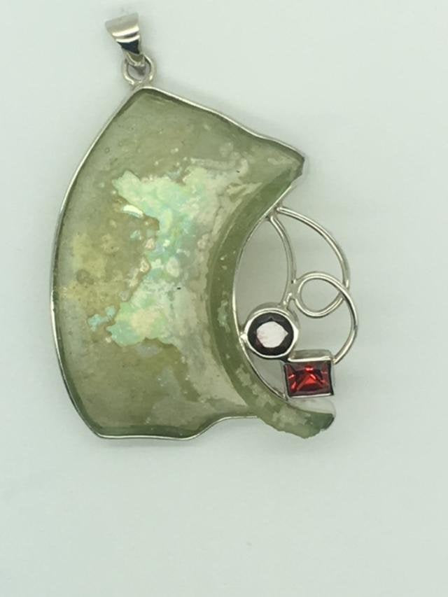Interesting 925 sterling silver pendant Antique Roman Glass pendant One of A kind Unique jewelry